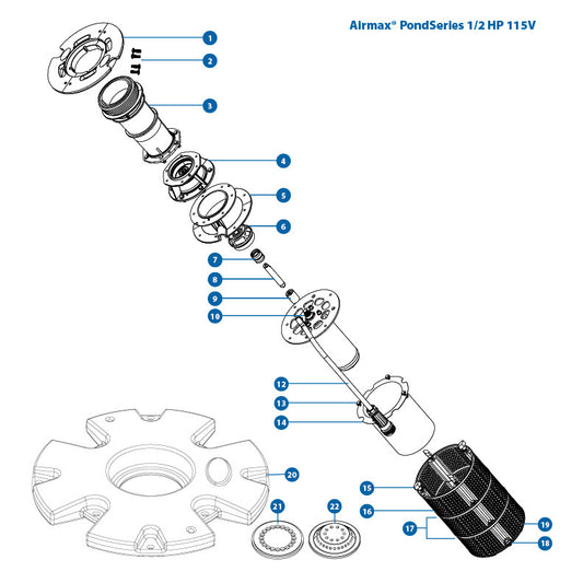 Airmax 1/2 HP Replacement Parts for PondSeries Fountain