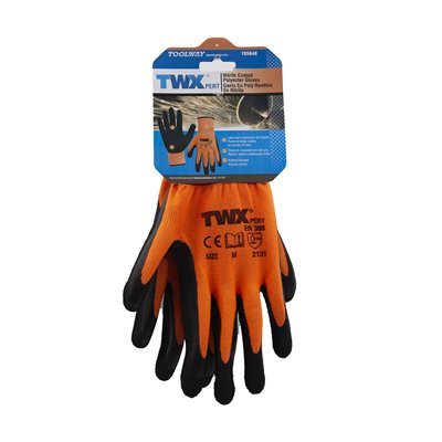 Photo of TWXpert Knitted Polyester Gloves Orange with Latex Foam Black Palm