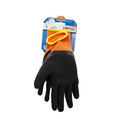 Photo of TWXpert Knitted Polyester Gloves Orange with Latex Foam Black Palm