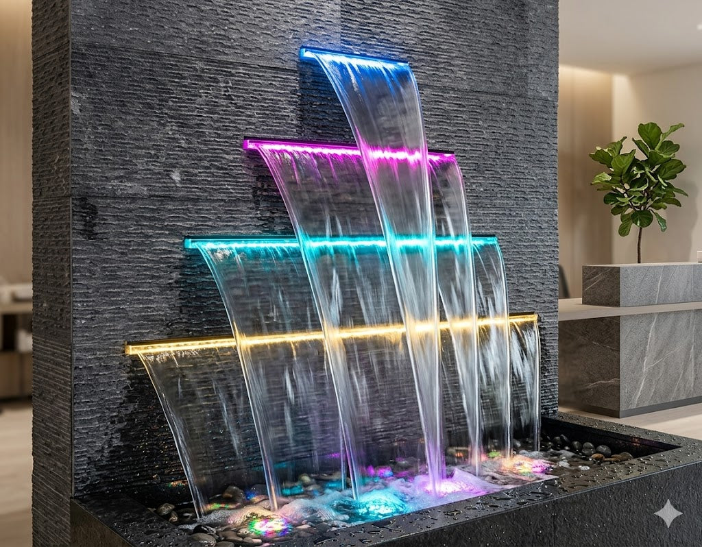 Waterscaping LED Acrylic Spillway - Color Changing Sheer Descent