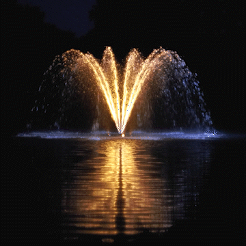 lake fountain night lighting