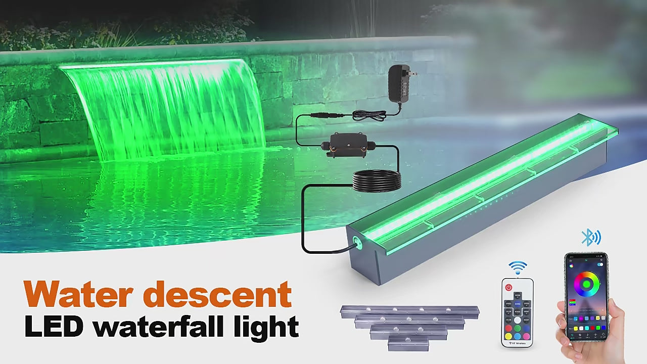 Waterscaping LED Acrylic Spillway - Color Changing Sheer Descent